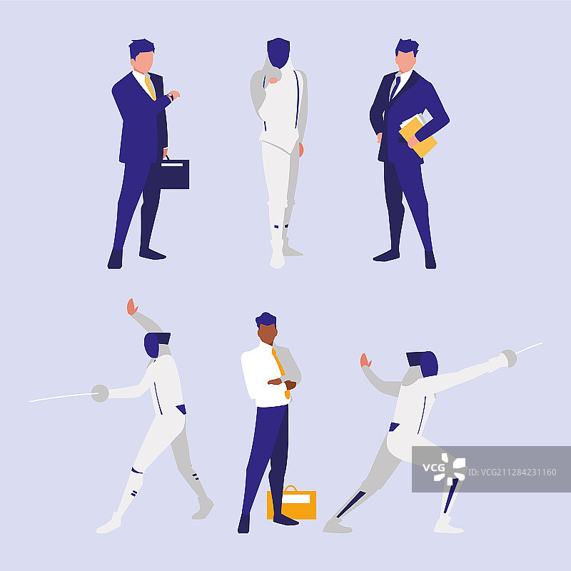 商人和击剑运动员图片素材