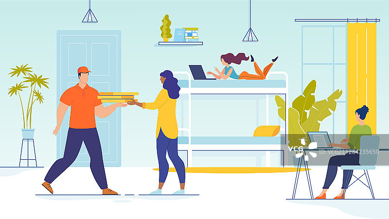 新鲜披萨送货上门服务图片素材