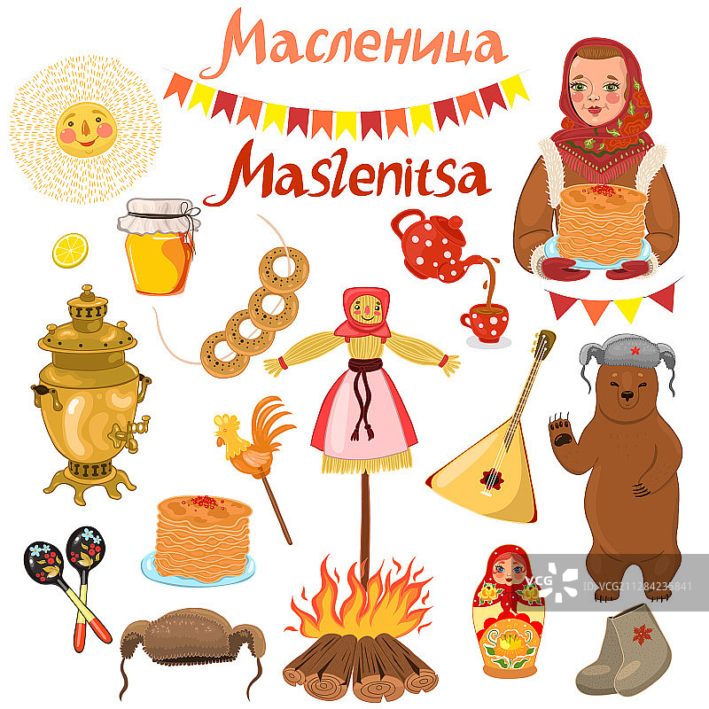 俄罗斯狂欢节元素套装图片素材