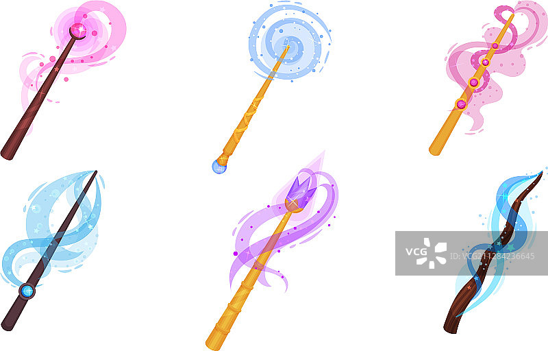 带闪光波浪的装饰魔法棒图片素材