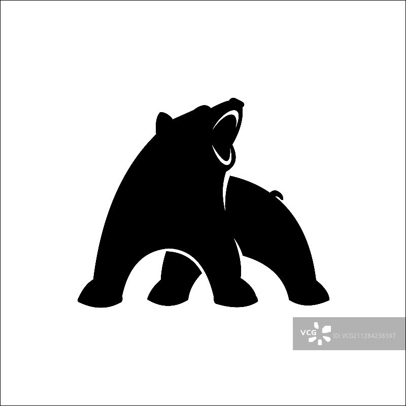 黑熊剪影Logo图片素材