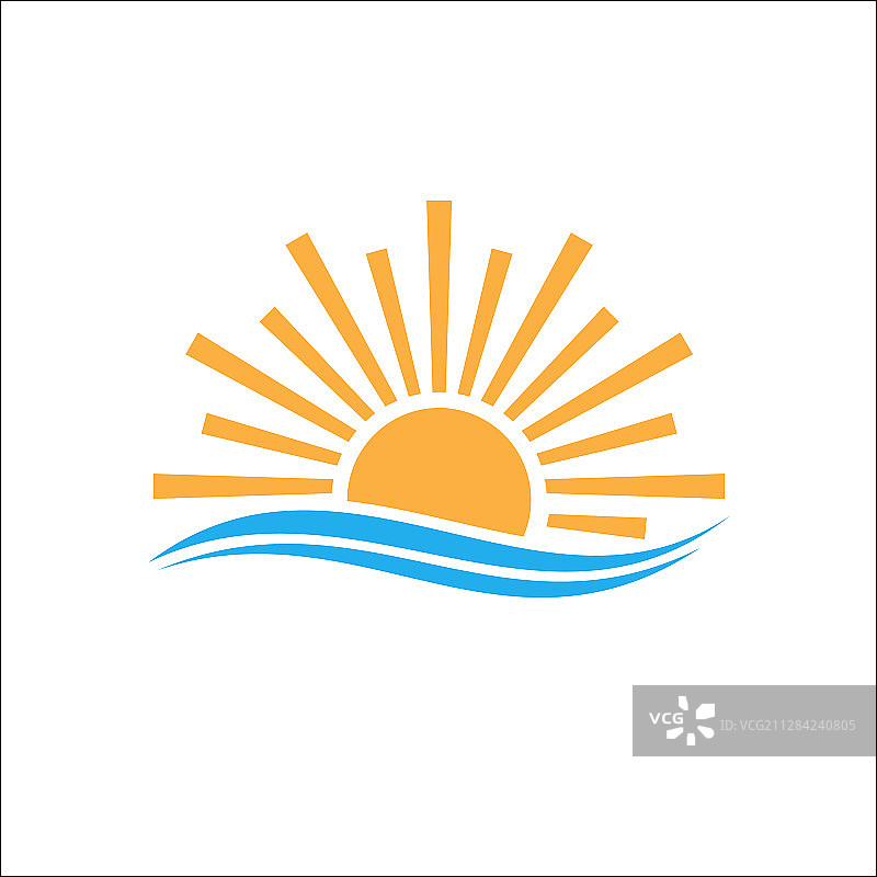 地平线海面阳光logo设计图片素材