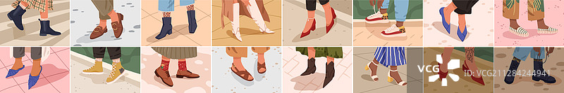 穿着时尚鞋子的不同女性腿部图片素材