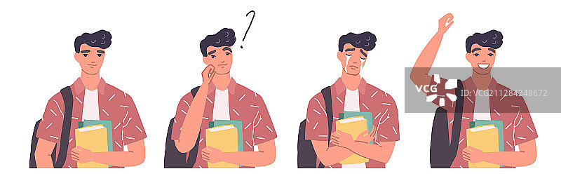 背着背包的休闲年轻男人们图片素材