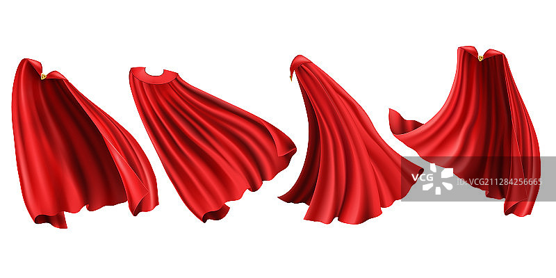 红色超级英雄斗篷金色扣环剪贴画合集图片素材