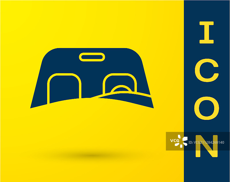 黄色背景上的蓝色汽车挡风玻璃图标图片素材