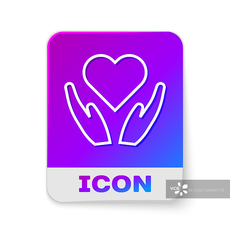 白色背景上手上的白色线条心形图标图片素材