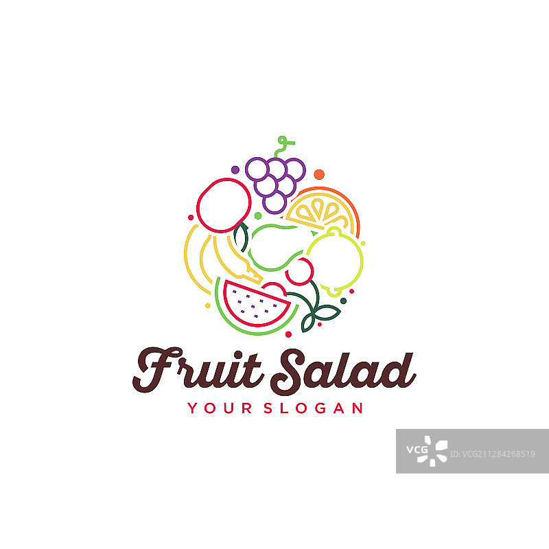 健康食品中的水果沙拉概念Logo图片素材