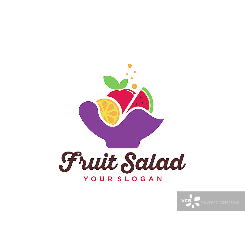 健康食品中的水果沙拉概念Logo图片素材