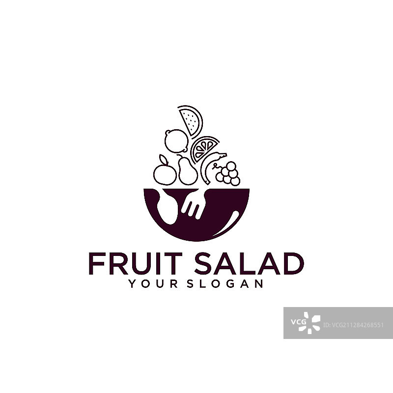 健康食品中的水果沙拉概念Logo图片素材