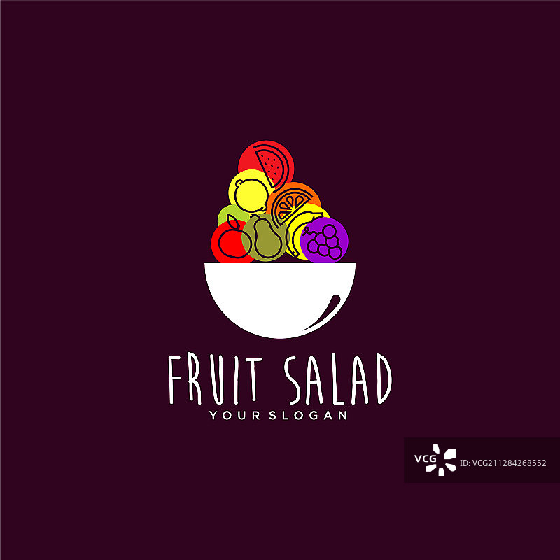 健康食品中的水果沙拉概念Logo图片素材