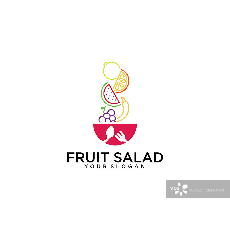 健康食品中的水果沙拉概念Logo图片素材