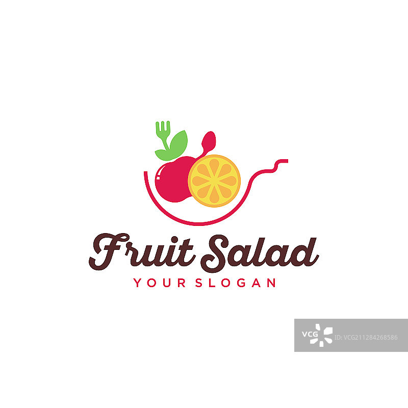 健康食品中的水果沙拉概念Logo图片素材