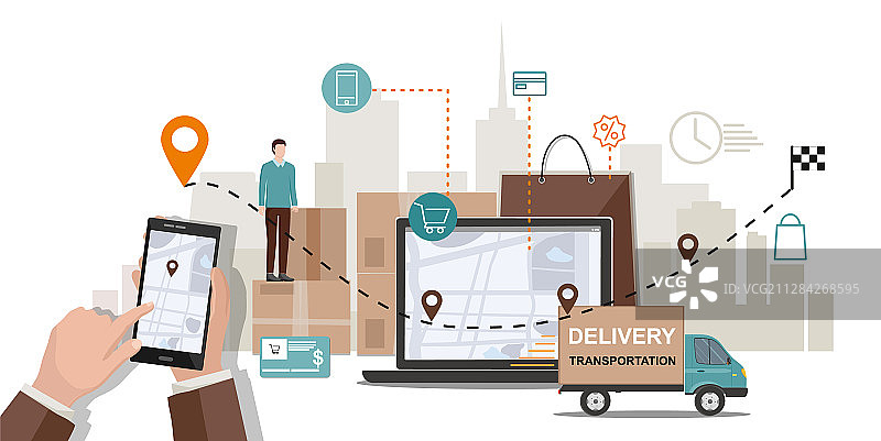 送货服务业务物流信息图图片素材