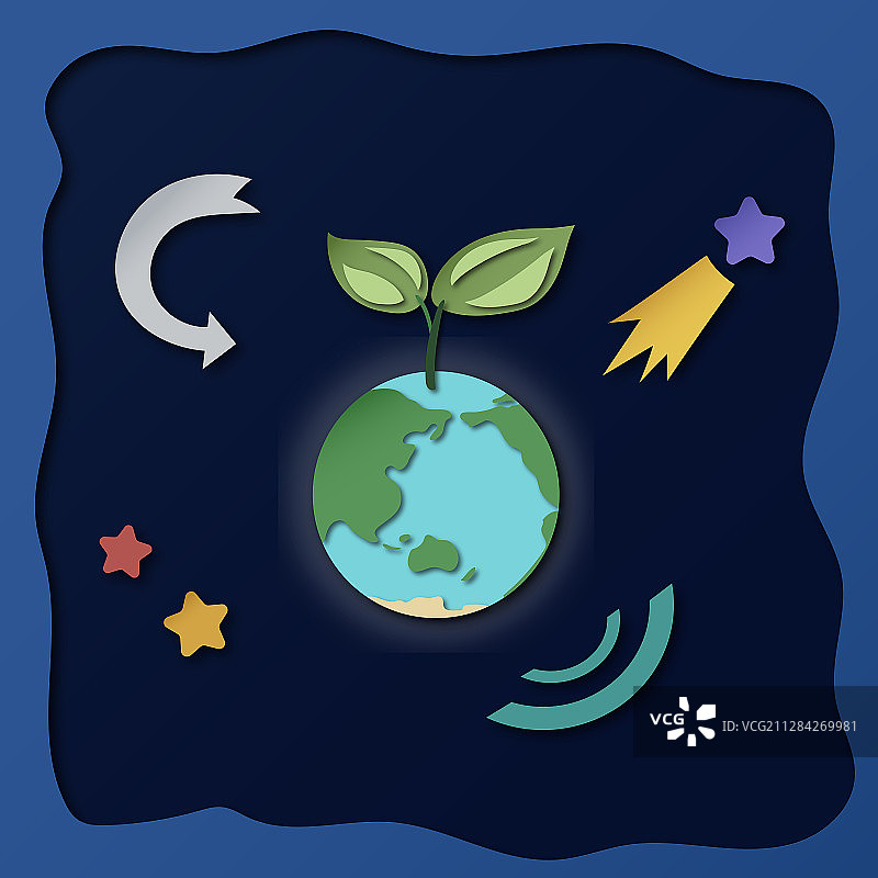 地球环保-剪纸风图片素材