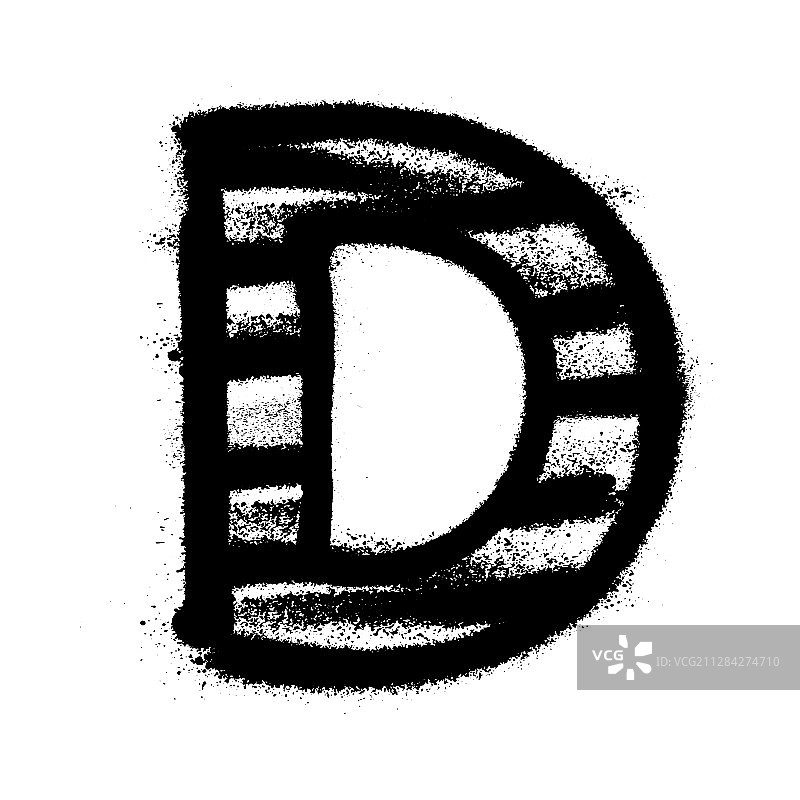 带有喷涂线的字母D涂鸦字母图片素材