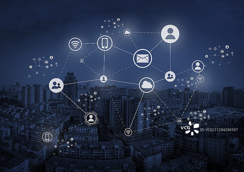 杭州城市现代化人际关系网络图片素材