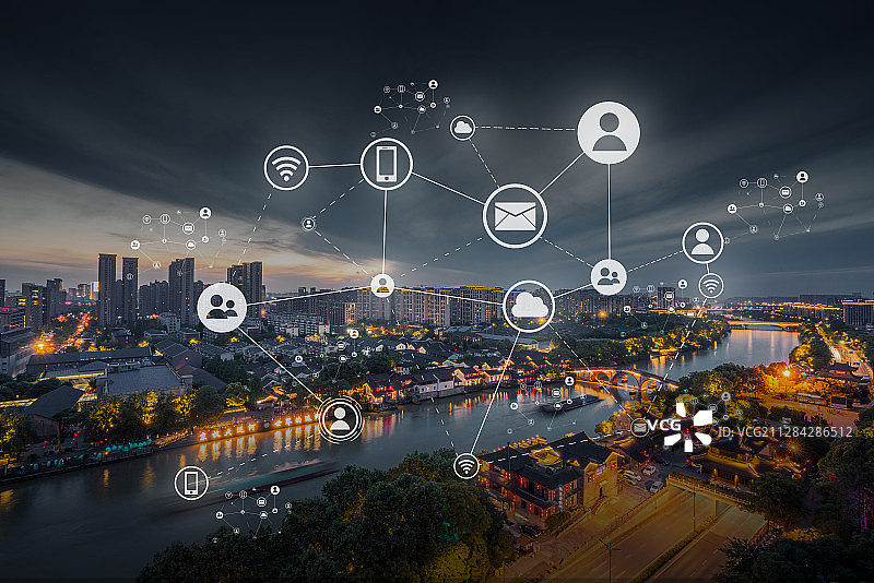 杭州城市现代化人际关系网络图片素材