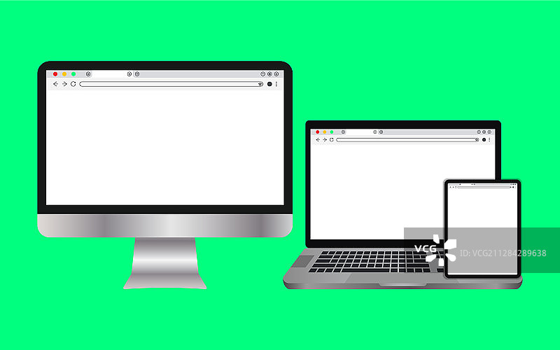 带有绿色的简约白色Web浏览器窗口图片素材