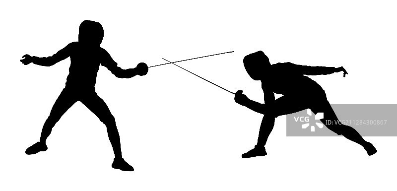 击剑运动员剪影对决图片素材
