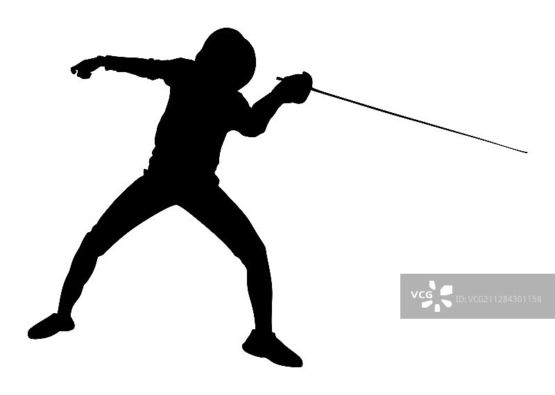 击剑运动员剪影：剑术运动图片素材