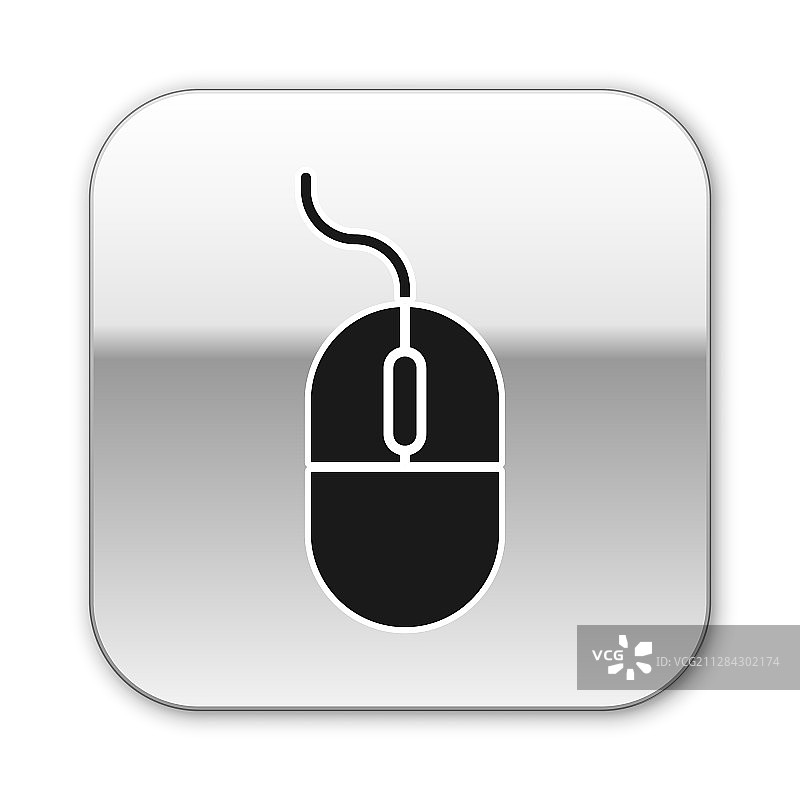 黑色电脑鼠标图标，白色背景图片素材