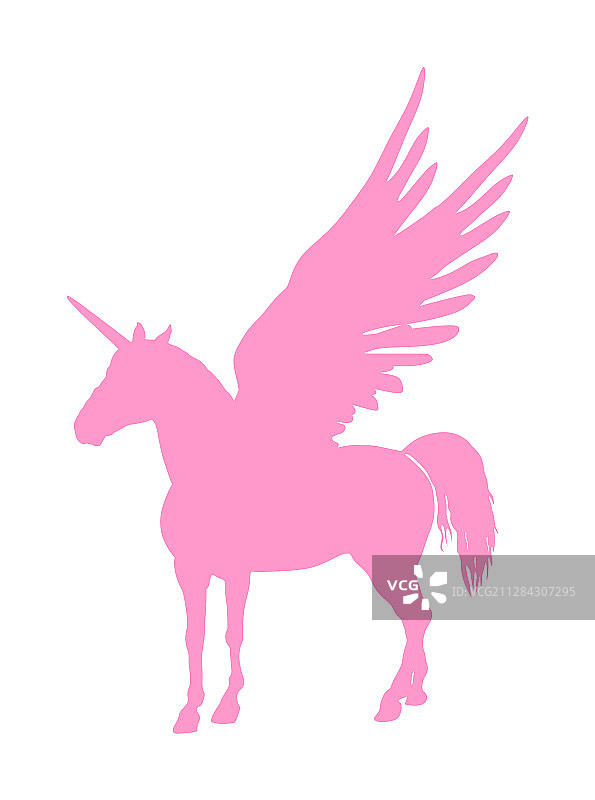 可爱的魔法粉色独角兽飞马剪影图片素材