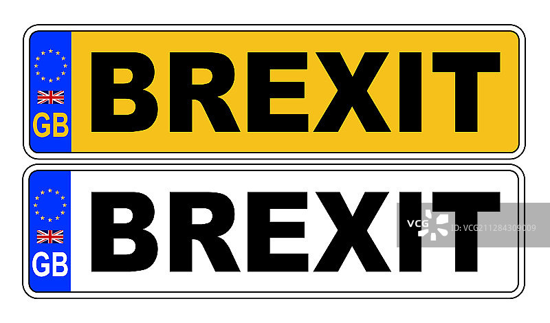 带有Brexit文本的英国前后车牌图片素材