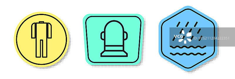 潜水服、浮标和雨具图片素材