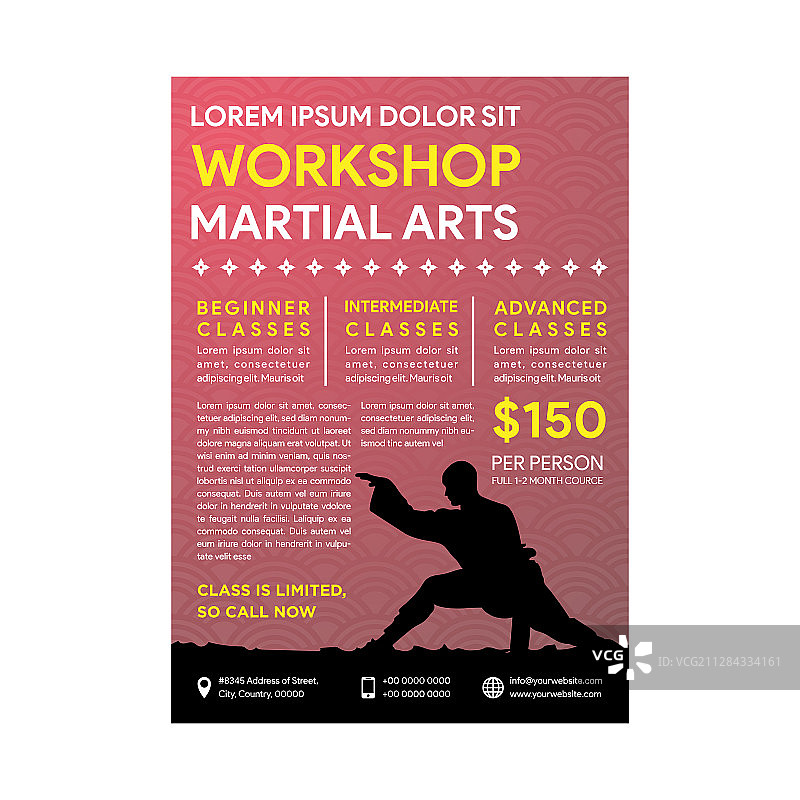 渐变红色武术运动宣传单图片素材