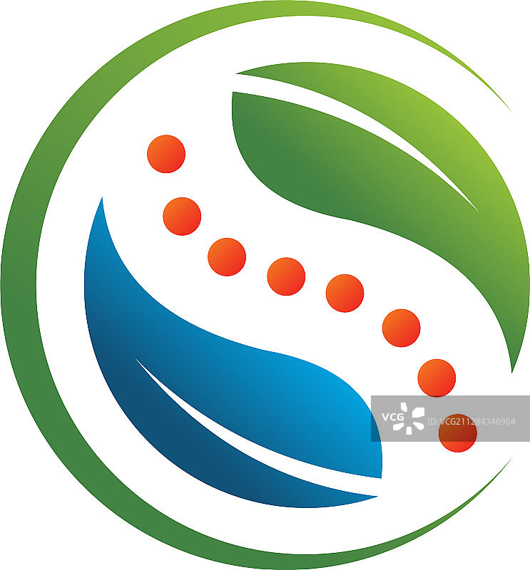 带叶子的脊椎按摩骨干图标标志图片素材