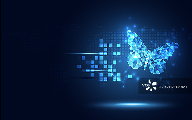 未来主义蓝色低多边形蝴蝶抽象设计图片素材