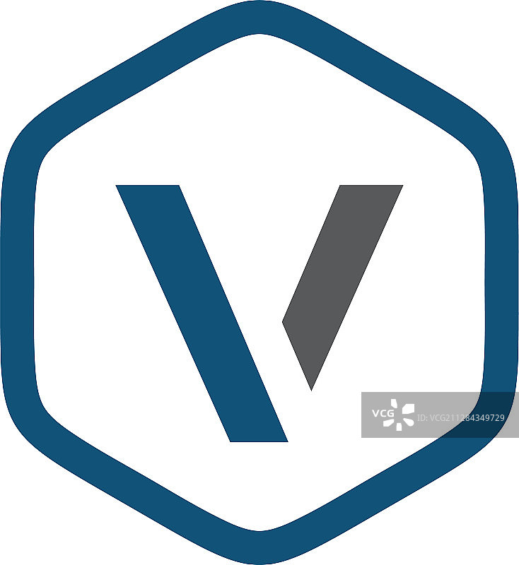 首字母V六边形标志模板图片素材
