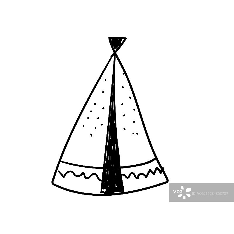 白色背景上的印第安圆锥形帐篷图片素材