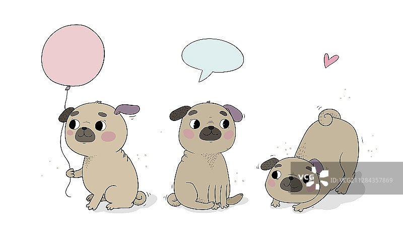 快乐有趣的可爱卡通巴哥犬图片图片素材