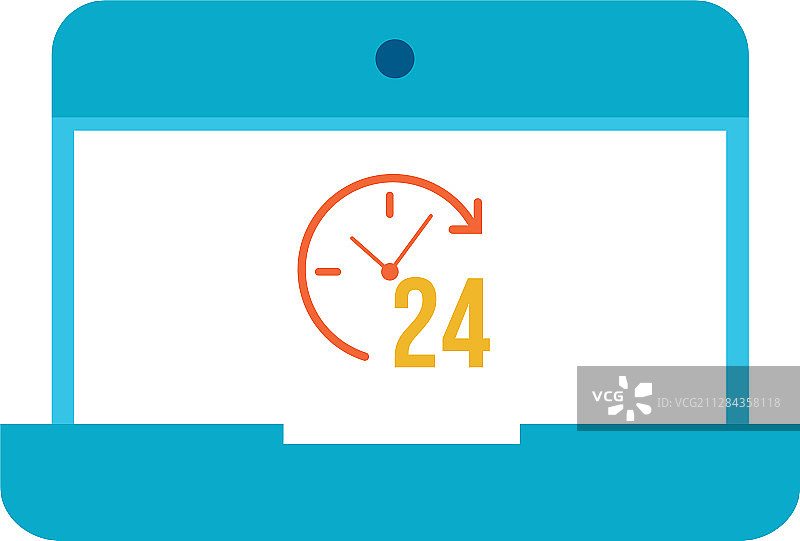 笔记本电脑上的24小时箭头信号图片素材