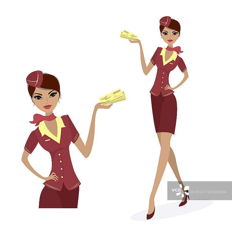 身穿制服的迷人年轻女服务员图片素材