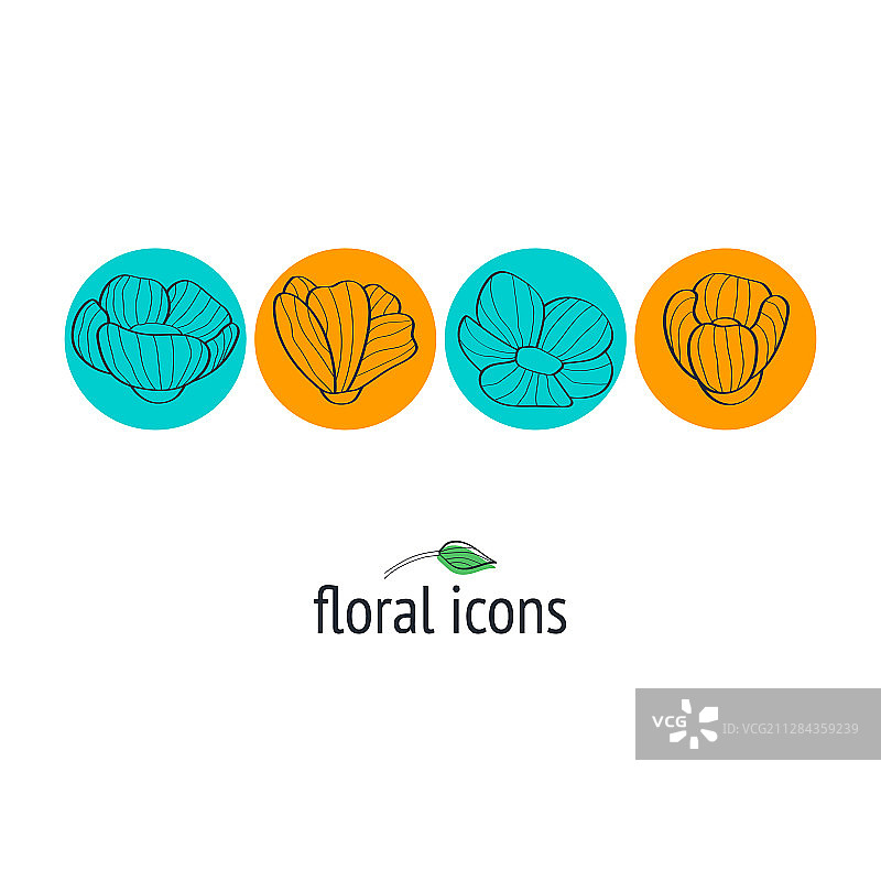 圆形花朵图标合集图片素材
