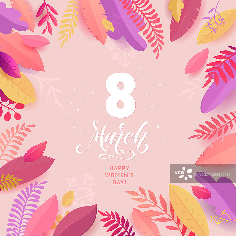 带有鲜花的3月8日妇女节快乐横幅图片素材