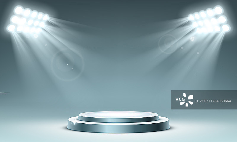 聚光灯照明的圆形讲台图片素材