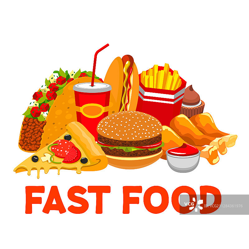 汉堡可乐披萨薯条外卖快餐图片素材