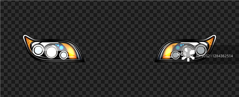 具有发光效果的汽车头灯细节图片素材