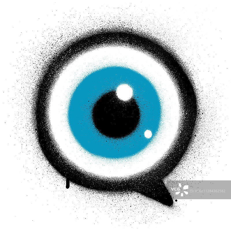 涂鸦：黑色文字气球中的眼球图片素材