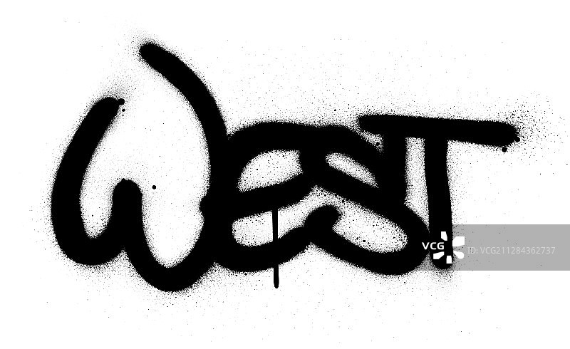 涂鸦WEST文字黑白喷绘图片素材