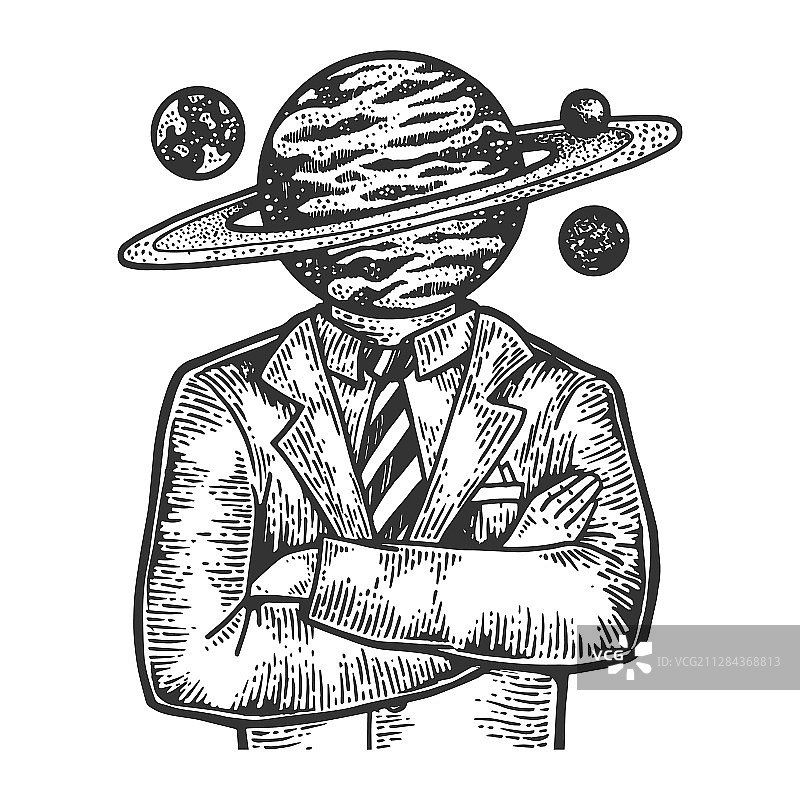 土星头像的商人素描图片素材