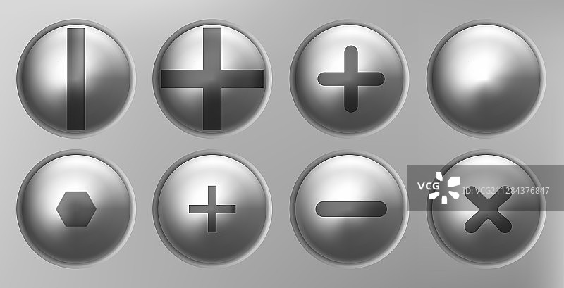 金属闪亮螺丝螺栓合集图片素材