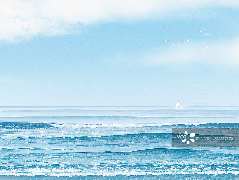 蓝色海面和晴朗天空图片素材