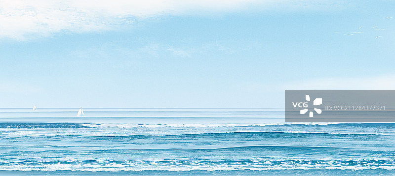 蓝色海面和晴朗天空图片素材
