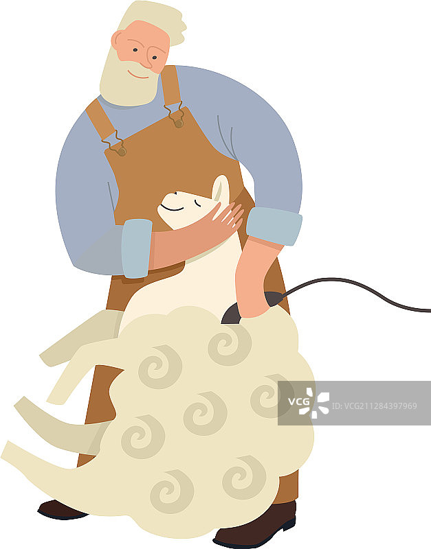 今日农场：农民剪羊毛图片素材