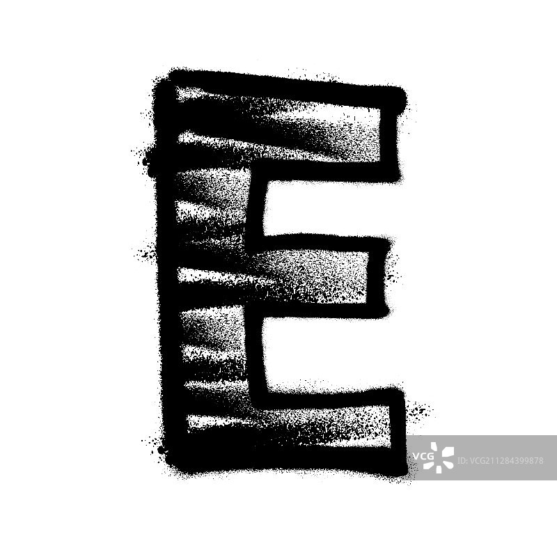 字母E涂鸦喷绘线条图片素材